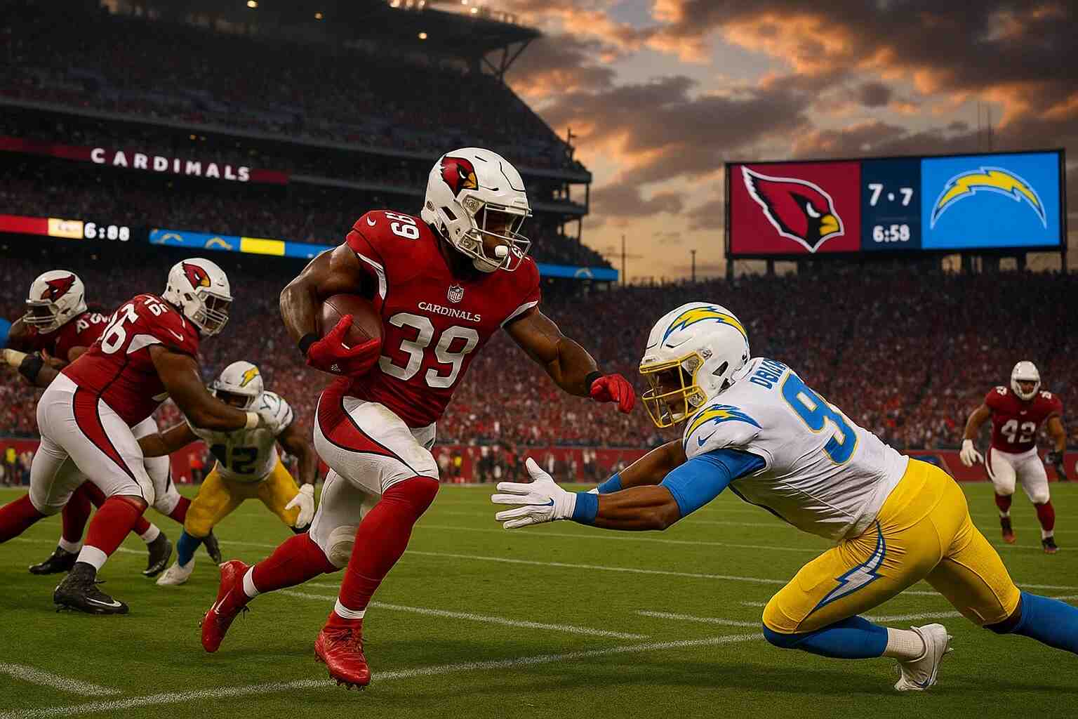 Arizona Cardinals vs Chargers Match Player Stats